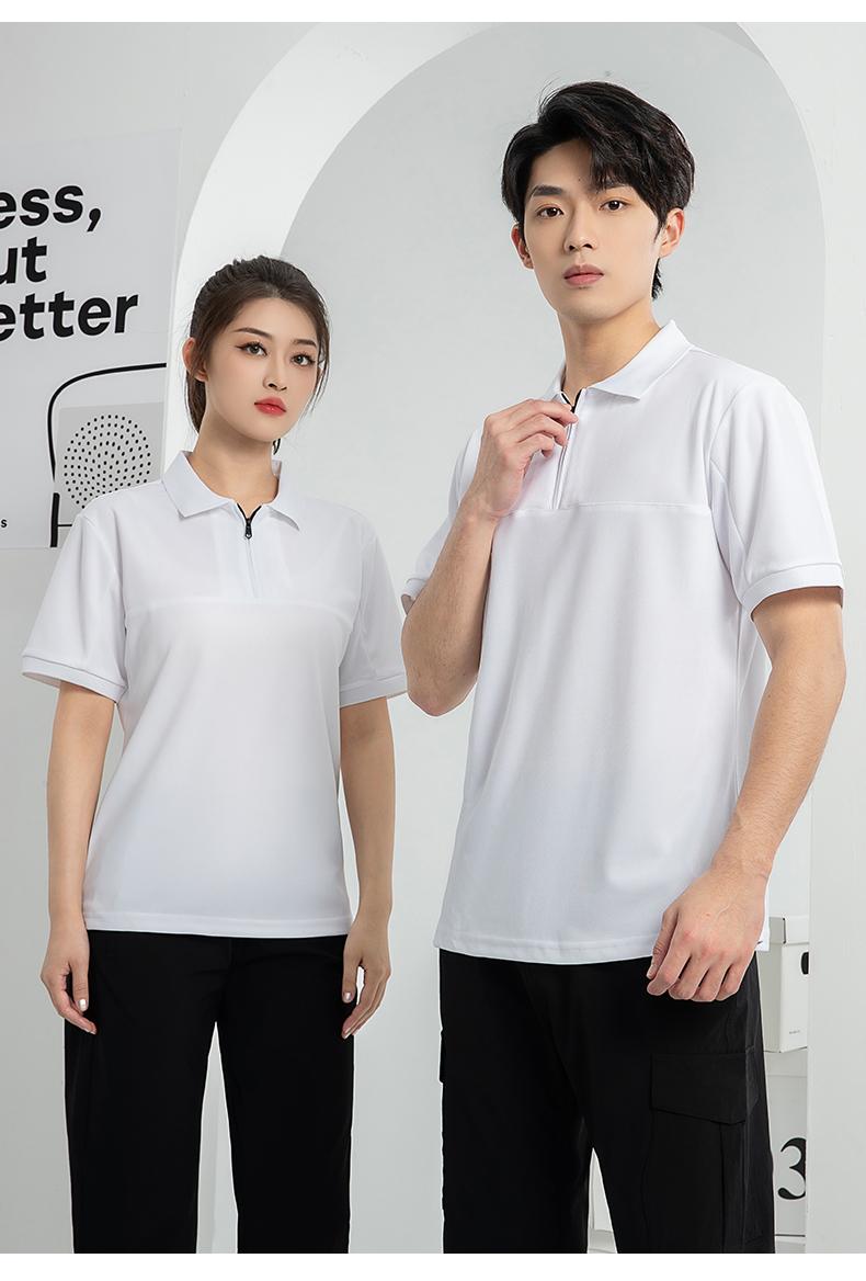 T01- Workwear Lapel Quick Drying Color Blocked Zipper Polo Shirt Short Sleeved Polo Short Sleeved Lapel