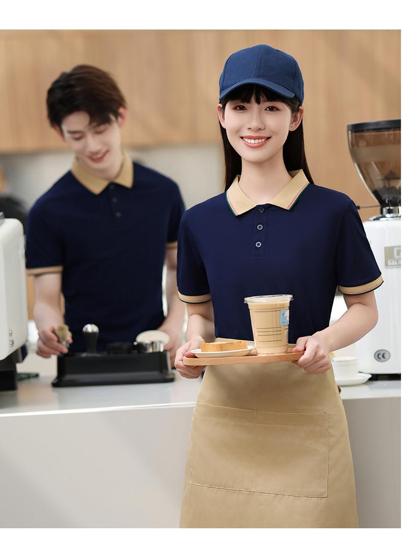 F6622- Intercolor Collar Coffee Milk Tea Casual Outdoor Shake Hands Internet Red POLO Short Sleeve Polo Short Sleeve Collar