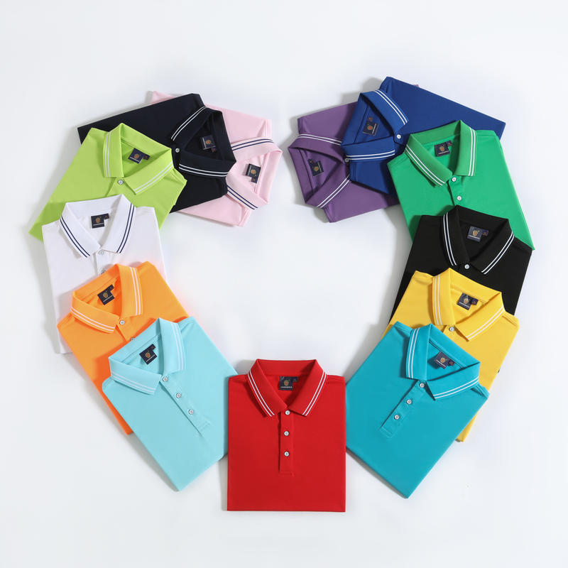 F191-180g Silk Cotton Intermediate Color Lapel Polo Short Sleeved Lapel