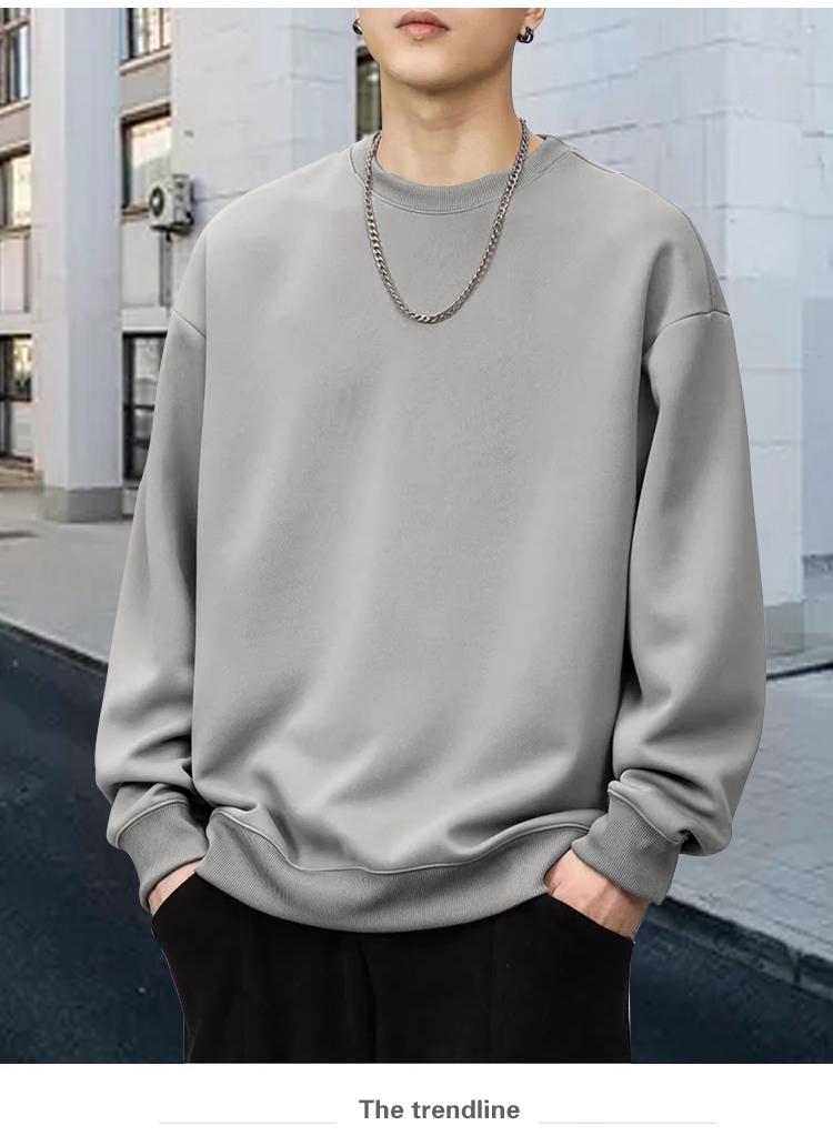 Composite Cotton Fleece Front Shoulder Sweatshirt With Round Neck