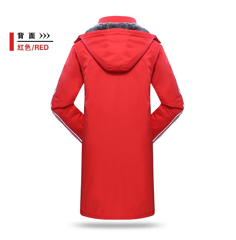 F1040 Men's Long Warm And Fleece Cotton Jacket With One Piece Thickening