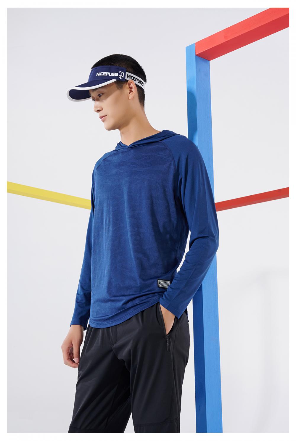 T9841 # Hooded Long Sleeved T-shirt Long Sleeved Round Neck