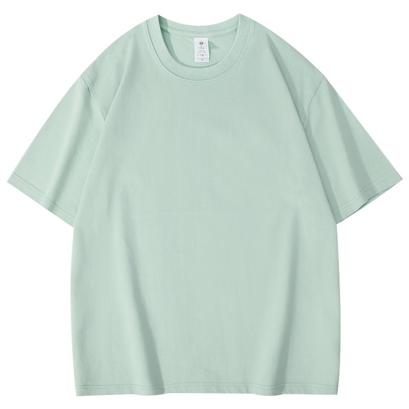 A5039-260g Double Yarn Ice Cool Feel, Heavy Weight, Loose And Slightly Off Shoulder Short Sleeved T-shirt, Short Sleeved Round Neck