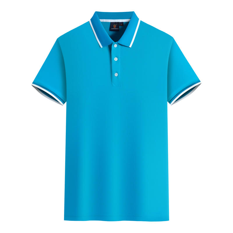 F8519-210g Combed Pure Cotton Double Bead Color Polo Short Sleeved Lapel