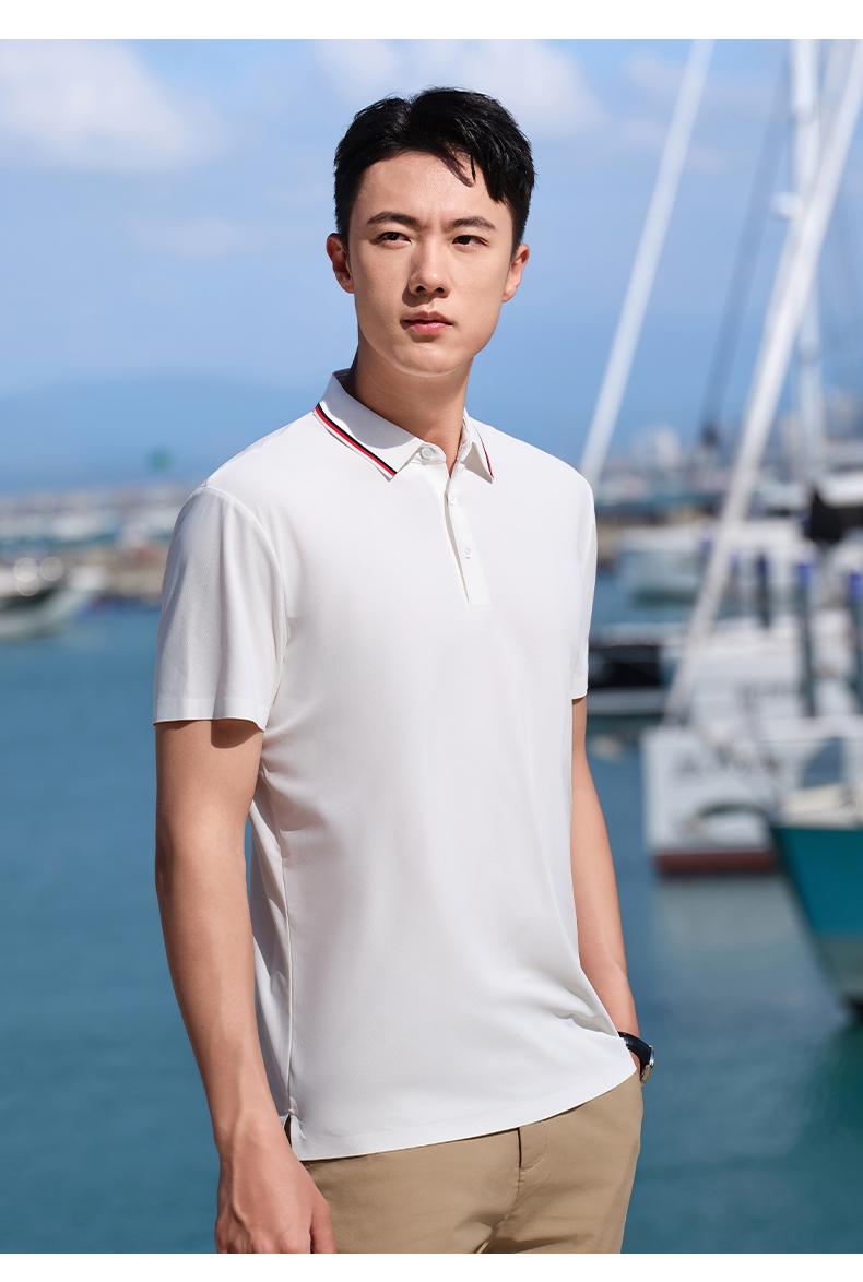 T61 Copper Ammonia Brocade Second Level Collar Seamless Lapel Polo Short Sleeved Lapel