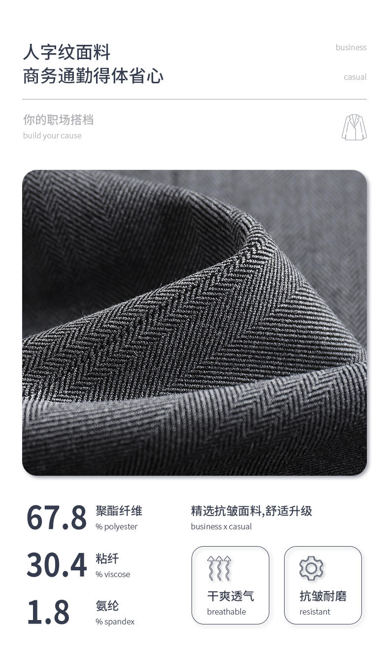 Type I # Single Button/High End Herringbone Pattern (optional) Suit Slim Fit Version