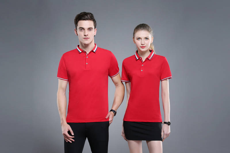 F6885 # Double Sided Collar Short Sleeved Lapel Business Polo Shirt