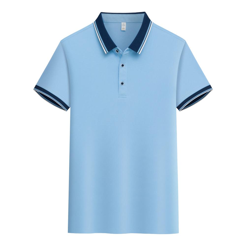 2308 Contrasting Collar Lapel Polo Short Sleeved Lapel