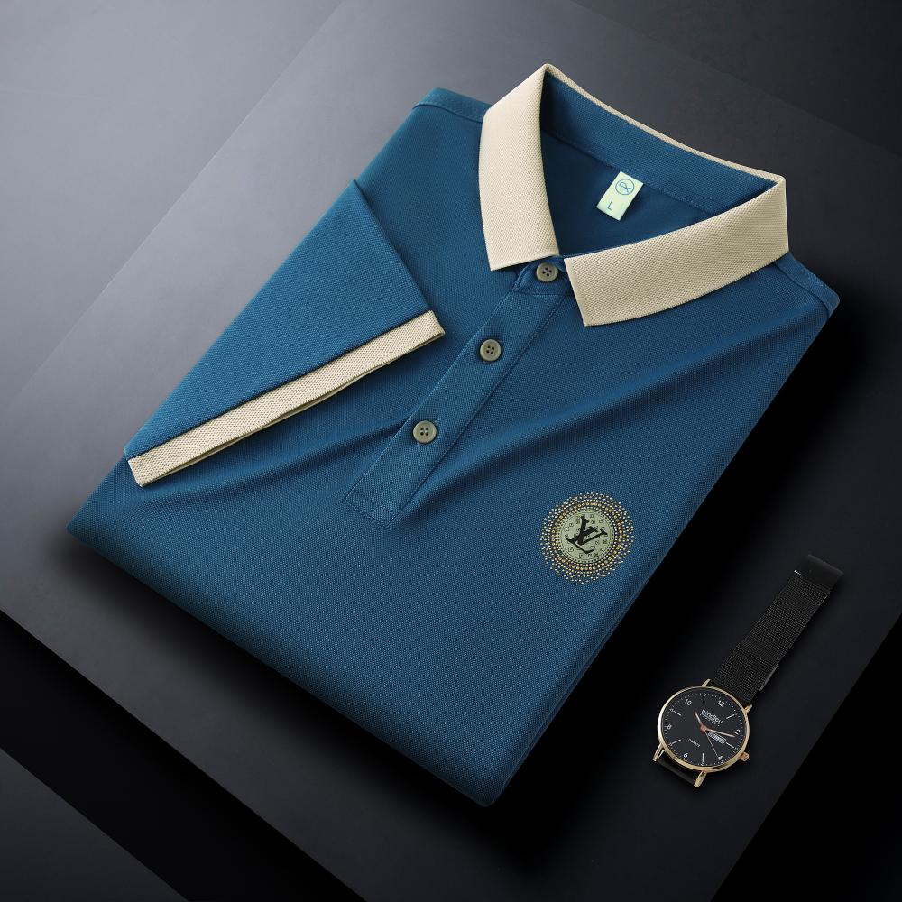 CX2601 Color Blocked Polo Short Sleeved Lapel