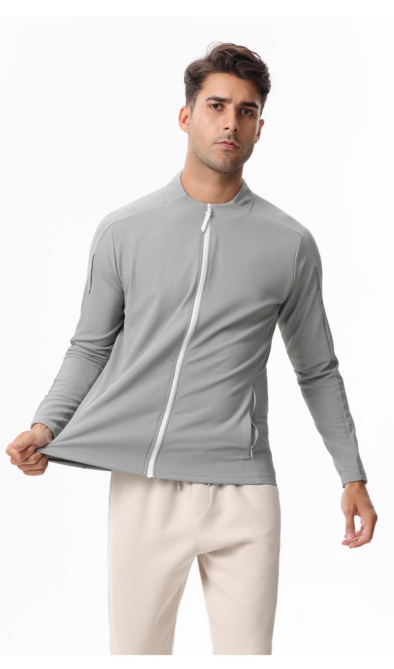 Y0128- Quick Drying Casual Sports Long Sleeved Jacket With Stand Up Collar For Men