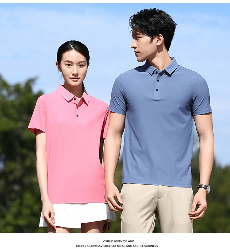 Seamless G1 # Ice Silk Seamless Polo Shirt Short Sleeved Round Neck