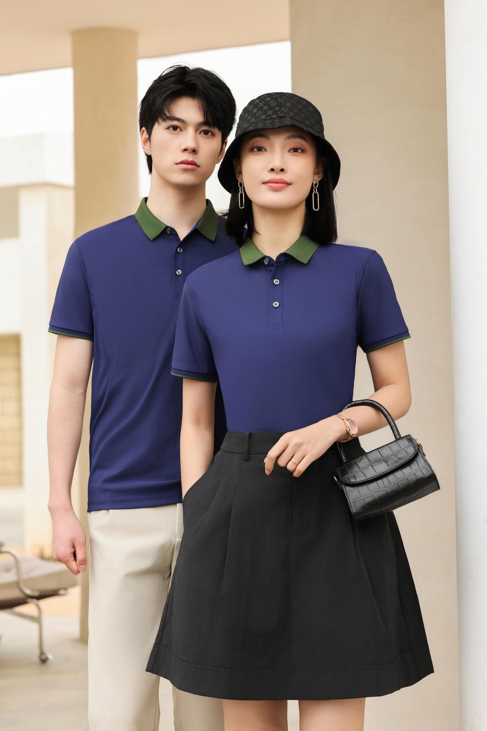 9112 Nylon+spandex Dynamic Bead Contrasting Collar Polo Short Sleeved Collar