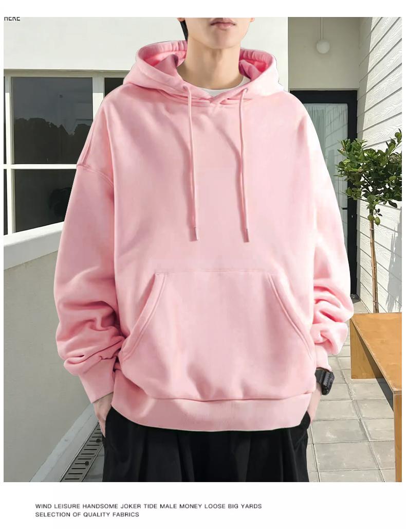 Full Polyester Cotton Left Diagonal Double Hoodie With Hat, Shoulder Drop, Round Neck