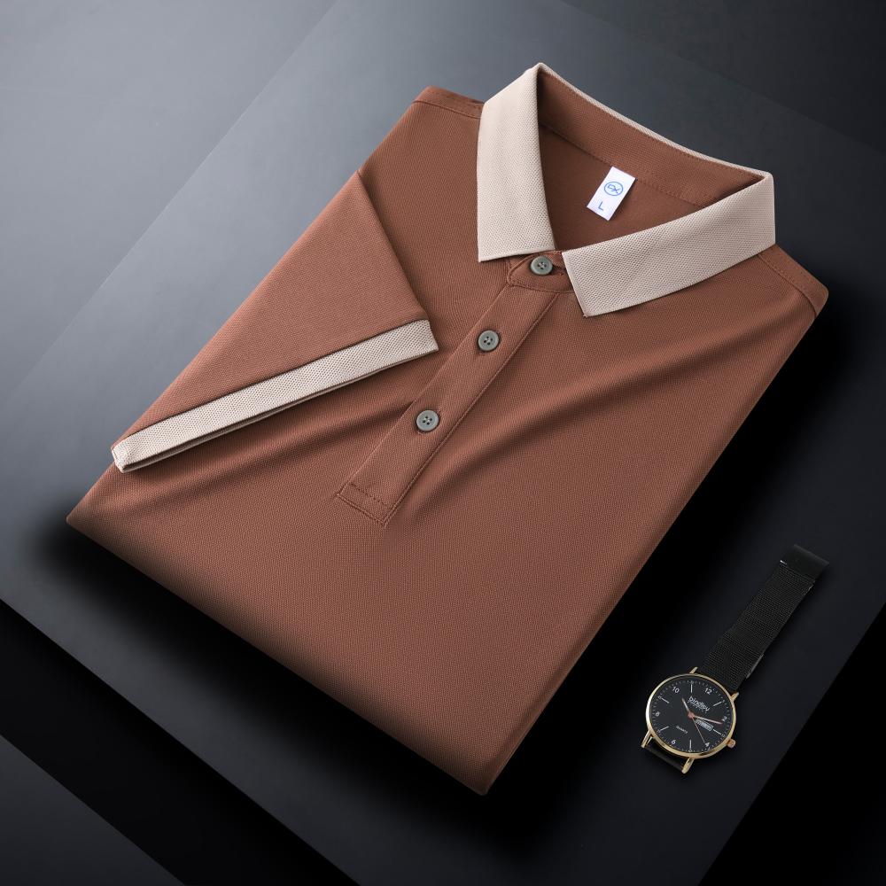 CX2601 Color Blocked Polo Short Sleeved Lapel