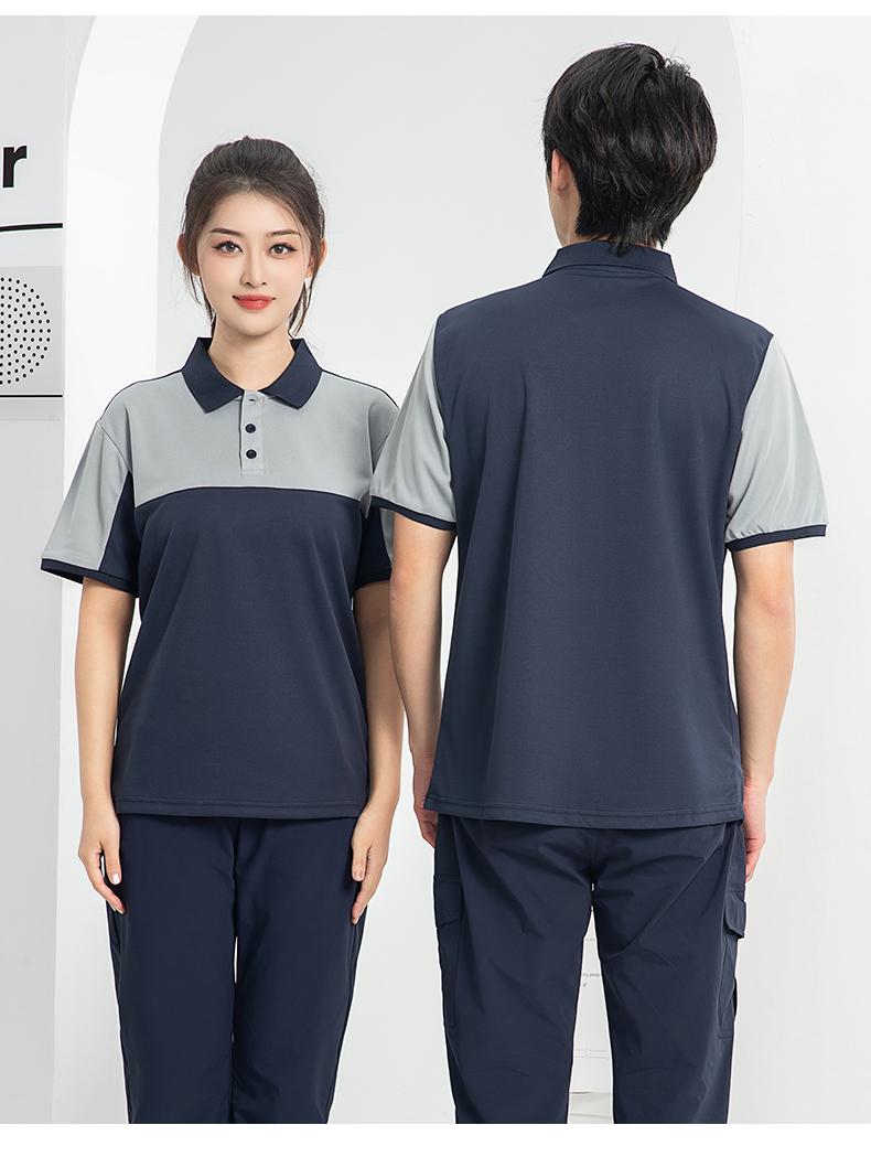 T02 Workwear Lapel Quick Drying Button Color Blocked POLO Short Sleeved Polo Short Sleeved Lapel