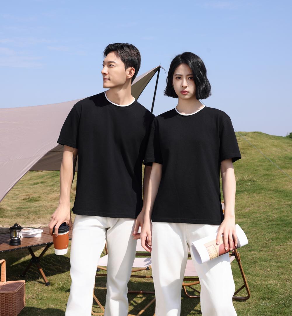 247 (Looking At Dongting Lake) Large Mesh Wide Version Round Neck T-shirt Short Sleeve Round Neck