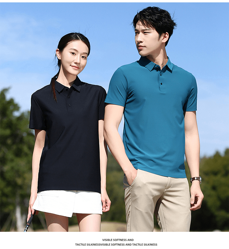 Seamless G1 # Ice Silk Seamless Polo Shirt Short Sleeved Round Neck