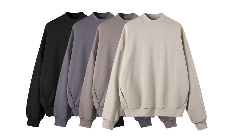 ESS2602-600g Heavy-duty Cotton High Neck Long Sleeved Sweatshirt With Round Neck And Plush Sweatshirt