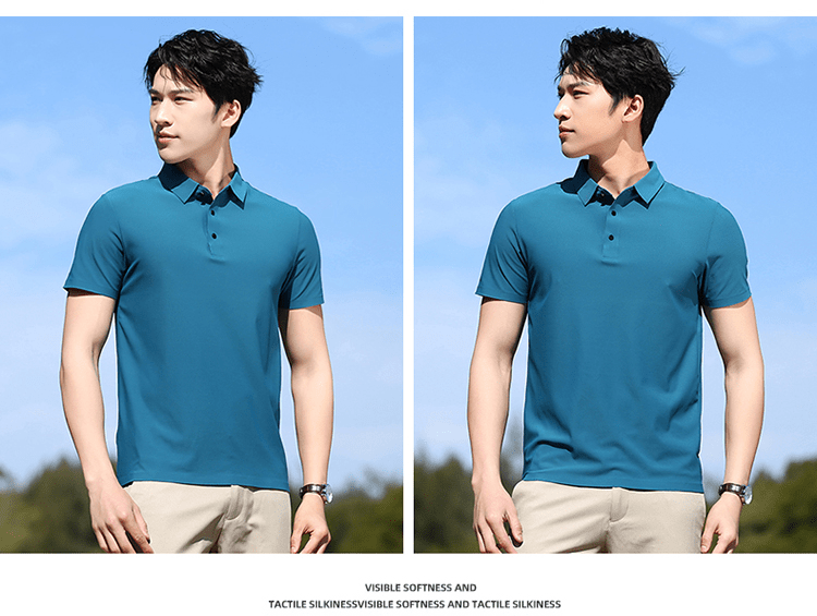 Seamless G1 # Ice Silk Seamless Polo Shirt Short Sleeved Round Neck