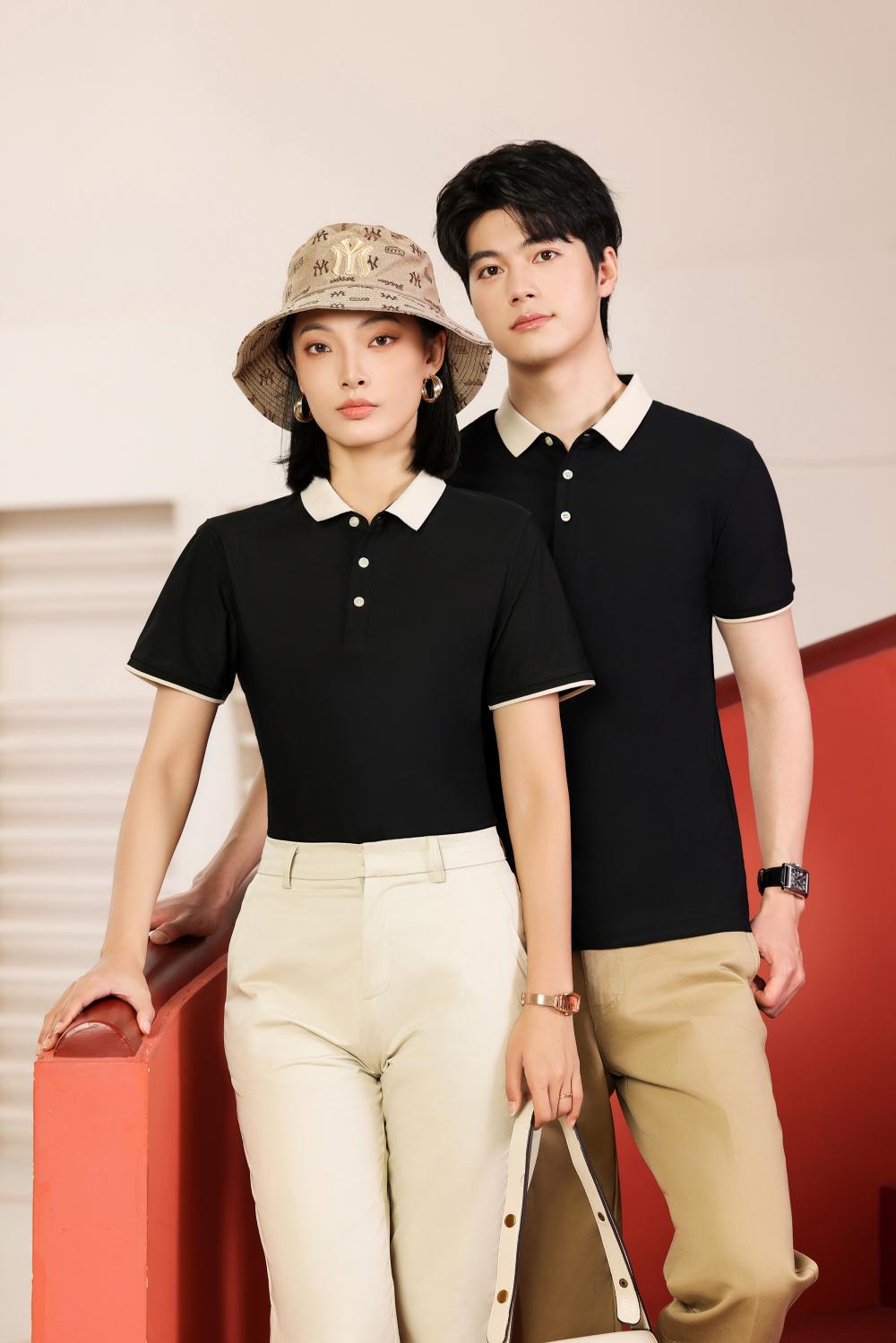 9112 Nylon+spandex Dynamic Bead Contrasting Collar Polo Short Sleeved Collar