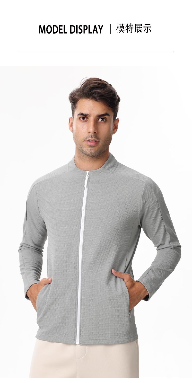 Y0128- Quick Drying Casual Sports Long Sleeved Jacket With Stand Up Collar For Men