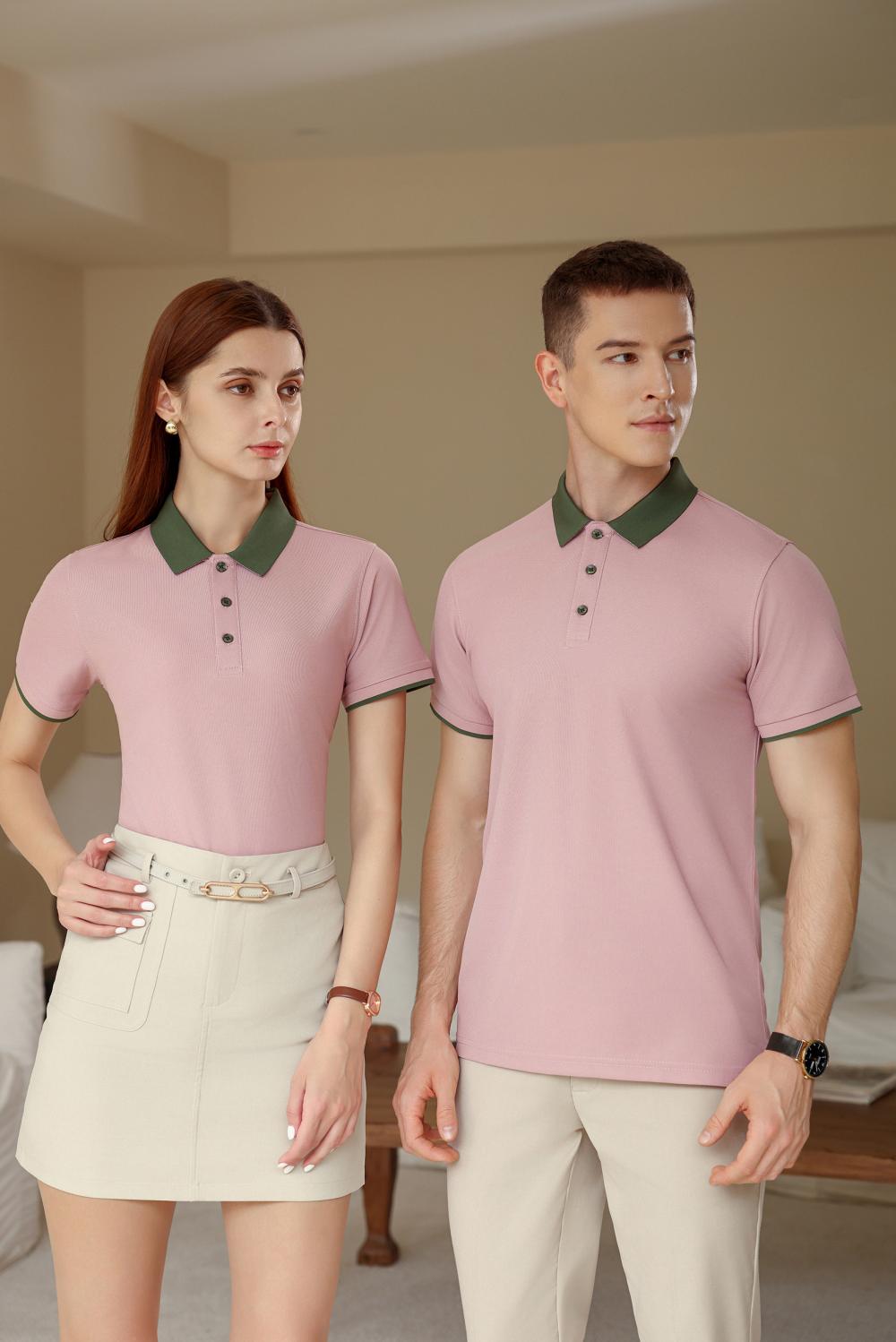 F6205-180g Color Blocking Splicing Shake Hand Internet Famous Polo Short Sleeved Round Neck