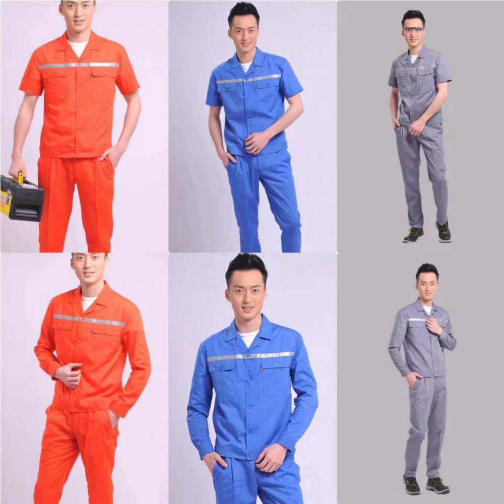 Summer Long Summer Short MYQJ635 Button Style Polyester Cotton Poplin Fabric 3-color Workwear Short Sleeved Workwear