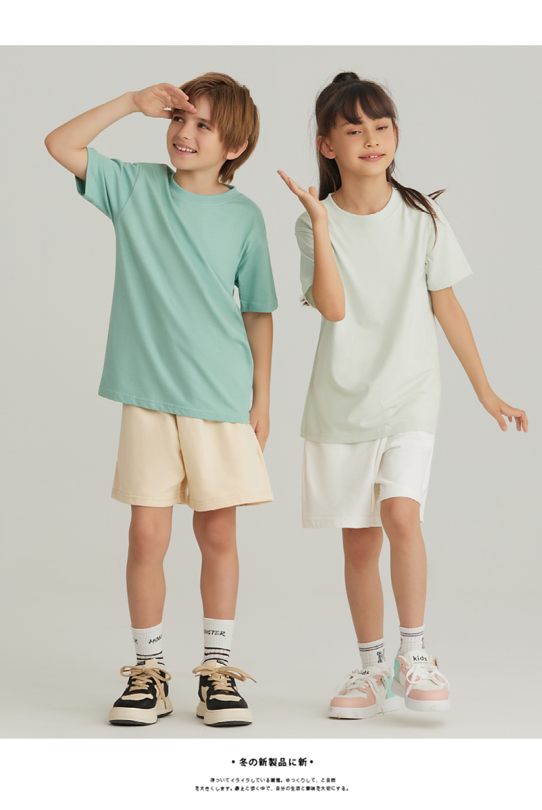 BT100   Children's Refreshing Pure Cotton Short Sleeved T-shirt With Short Sleeved Round Neck