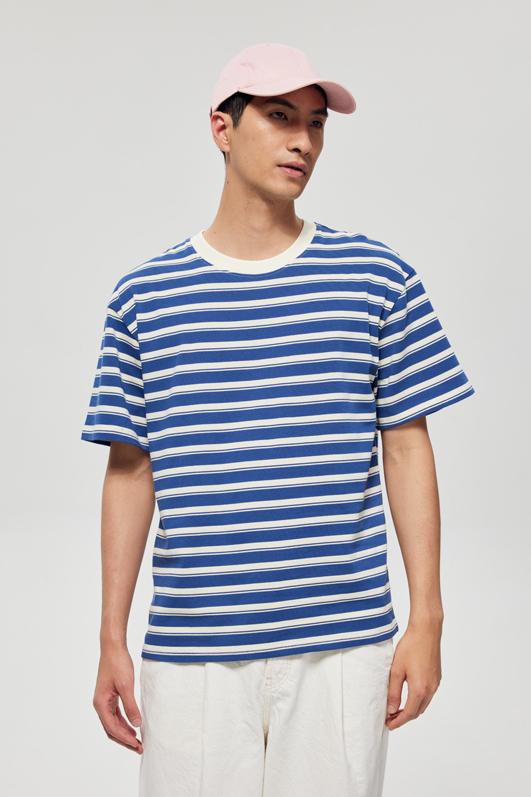 Round Neck Striped Light Version Trendy T-shirt 51191 # Short Sleeved Round Neck