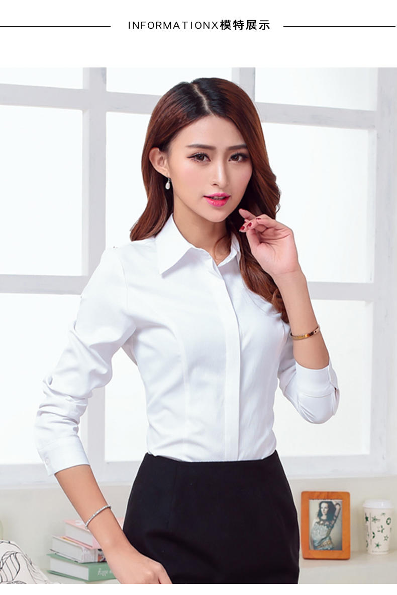 110 # Long Sleeved Women's Shirt/thin Diagonal/concealed Soft Collar Square Collar