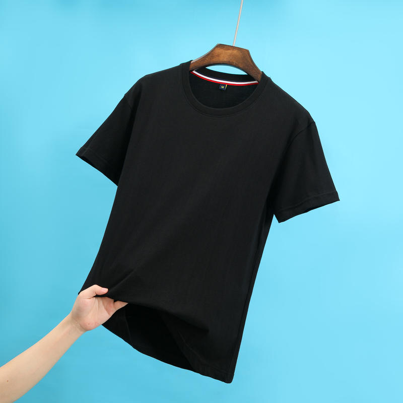 CVE01 Color Stripe Collar T-shirt Short Sleeved Round Neck