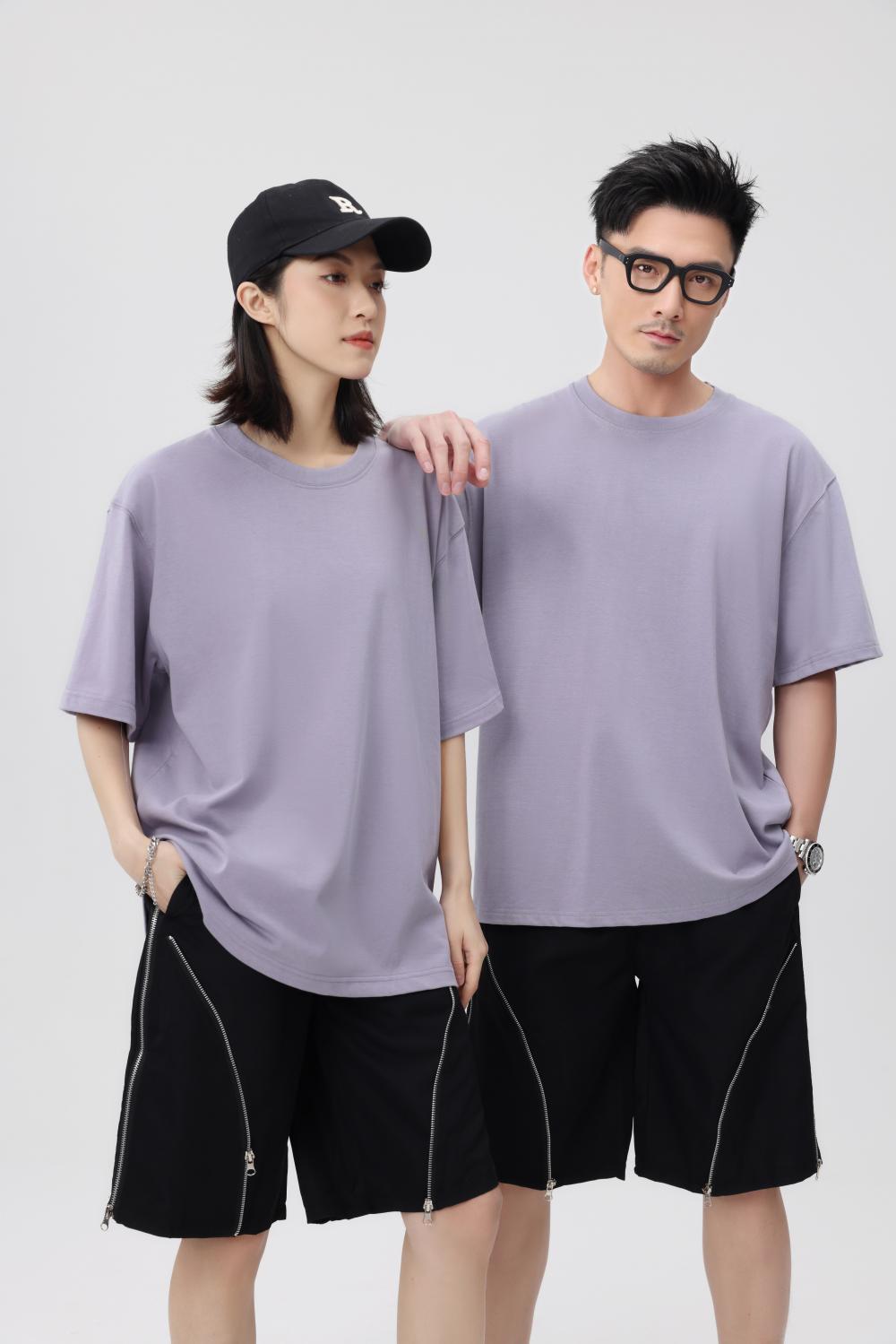 BT2666 (heavy Weight 260g, 32 Count Double Yarn Pure Cotton Round Neck) T-shirt With Loose Shoulder Width