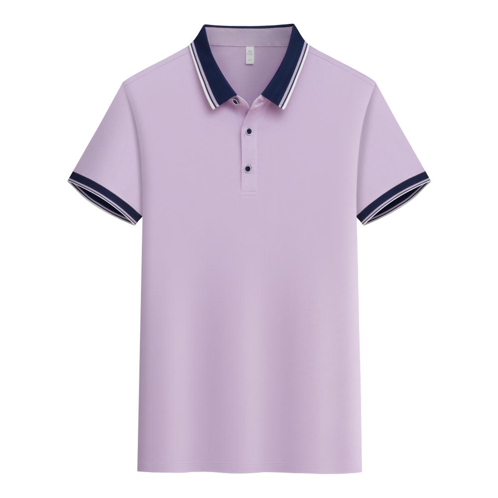 2308 Contrasting Collar Lapel Polo Short Sleeved Lapel