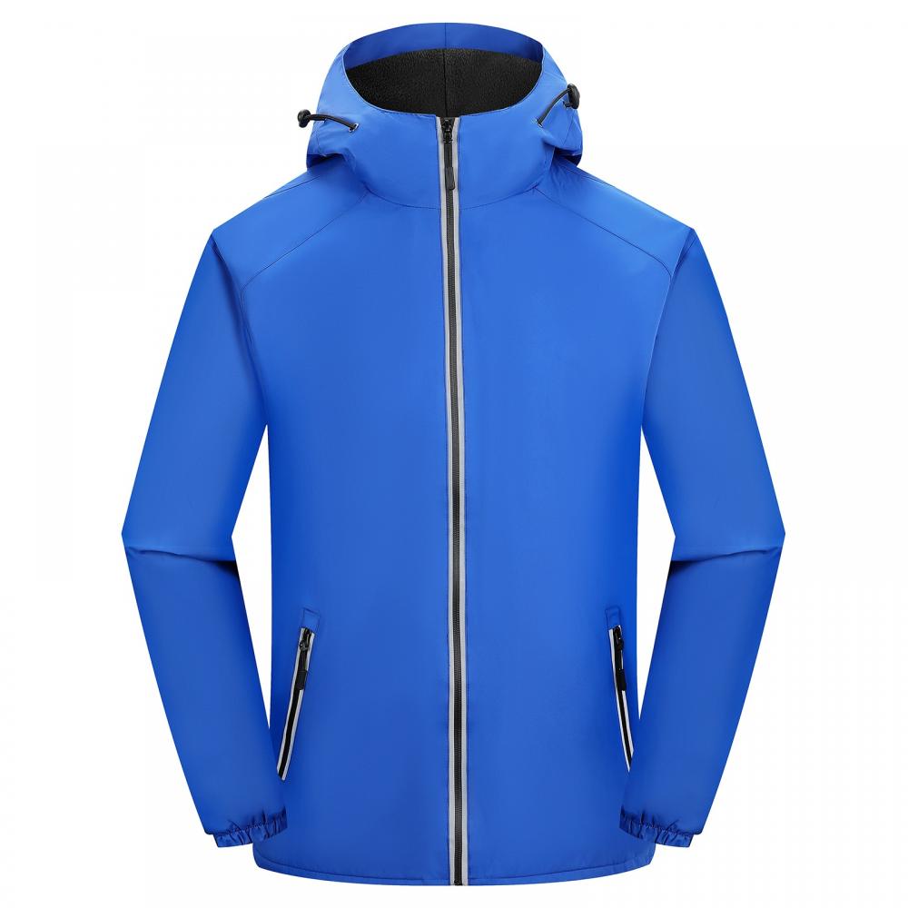 F8802 Reflective Zipper Single Layer Velvet Thickened Windproof And Warm Hooded Jacket With One Piece Thickening