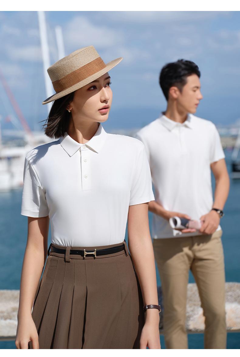 T51 Copper Ammonia Brocade Second Level Collar Seamless Lapel Polo Short Sleeved Lapel