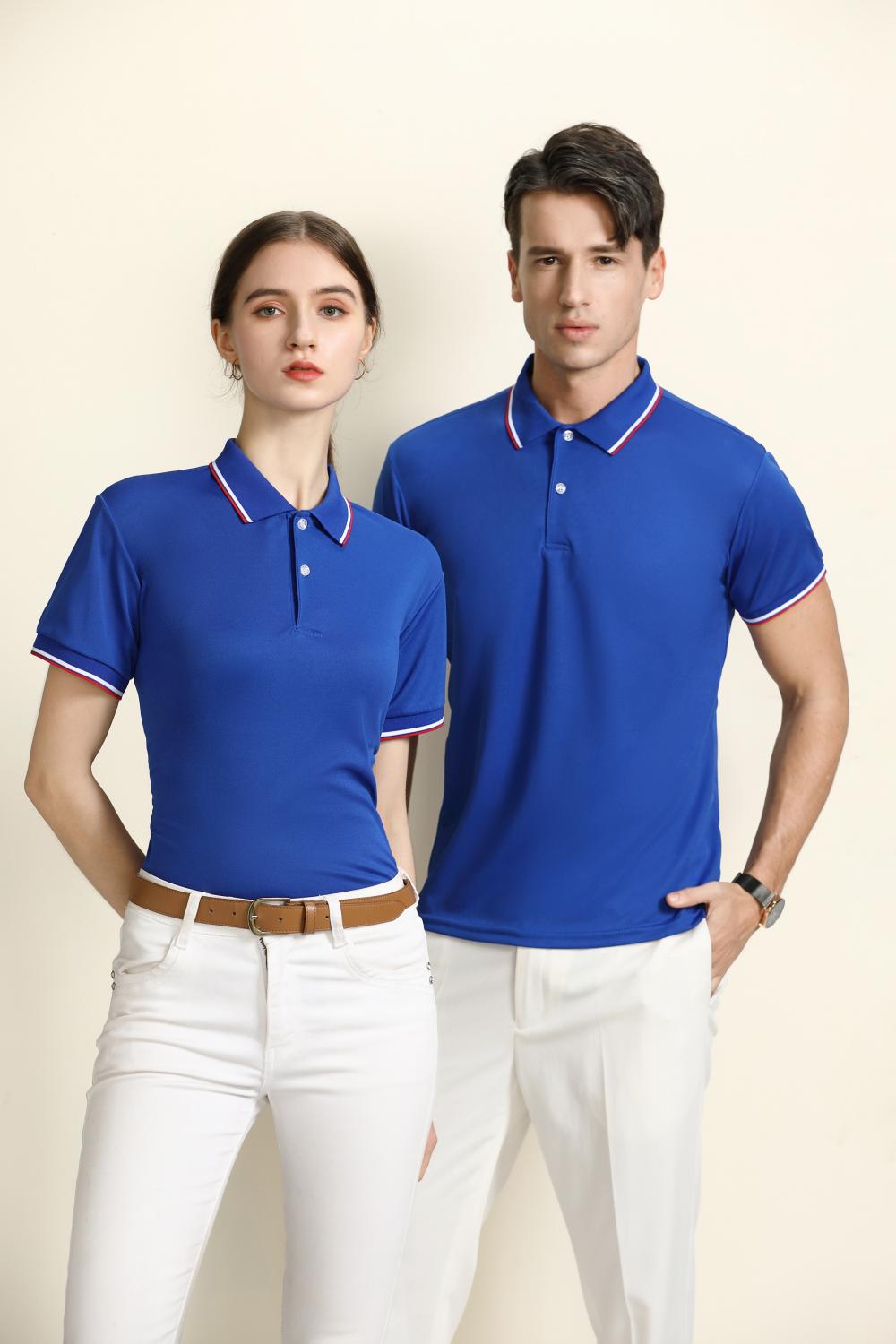 F1092 Tencel Cotton Intercolor Collar Non Pilling Business Polo Short Sleeve Collar