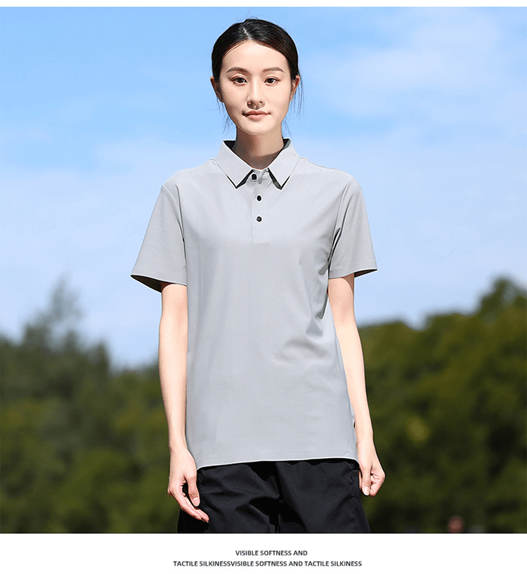 Seamless G1 # Ice Silk Seamless Polo Shirt Short Sleeved Round Neck