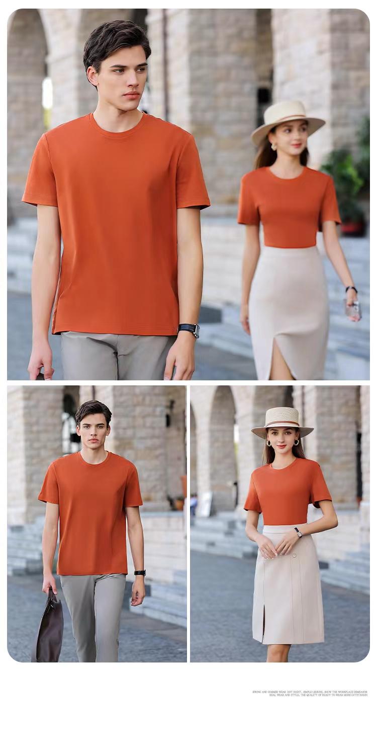 A5048-200g 50 Thread Jade Silk Double-sided Silk Cotton Round Neck Short Sleeved T-shirt Short Sleeved Round Neck