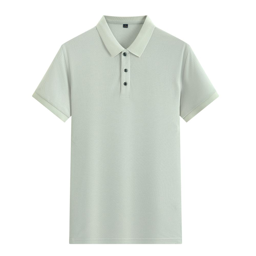 245 (Sahara) Large Mesh Solid Color Lapel Polo Short Sleeved Lapel