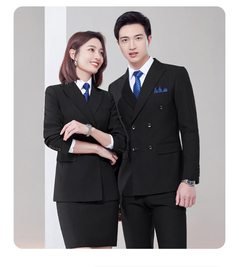 E-5 Style/thick Imitation Wool/double Breasted Suit (8 Colors - Out Of Stock, Customized Upon Order), Black Ample Suit Slim Fit Version