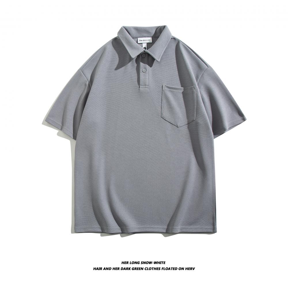 D1001-280g Speed Drying Bead Tide Brand Pocket Collar Polo Short Sleeve Collar