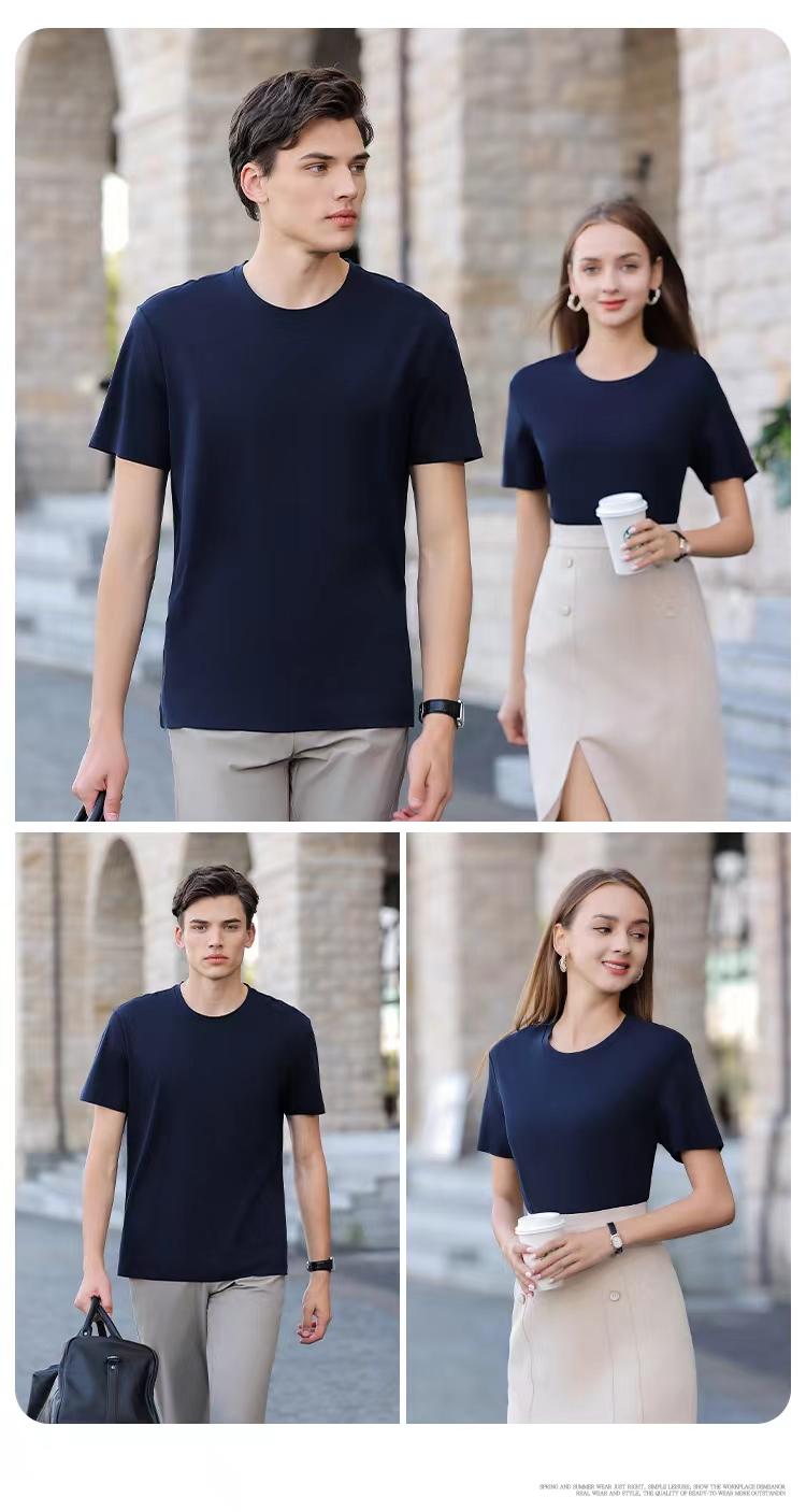 A5048-200g 50 Thread Jade Silk Double-sided Silk Cotton Round Neck Short Sleeved T-shirt Short Sleeved Round Neck