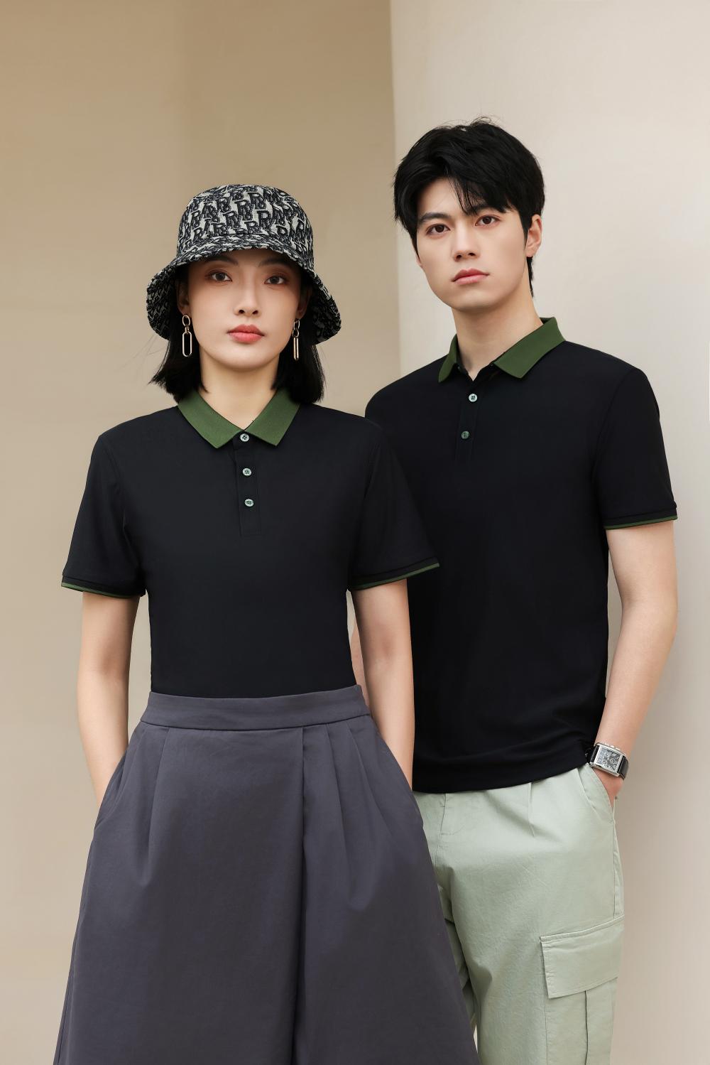 9112 Nylon+spandex Dynamic Bead Contrasting Collar Polo Short Sleeved Collar