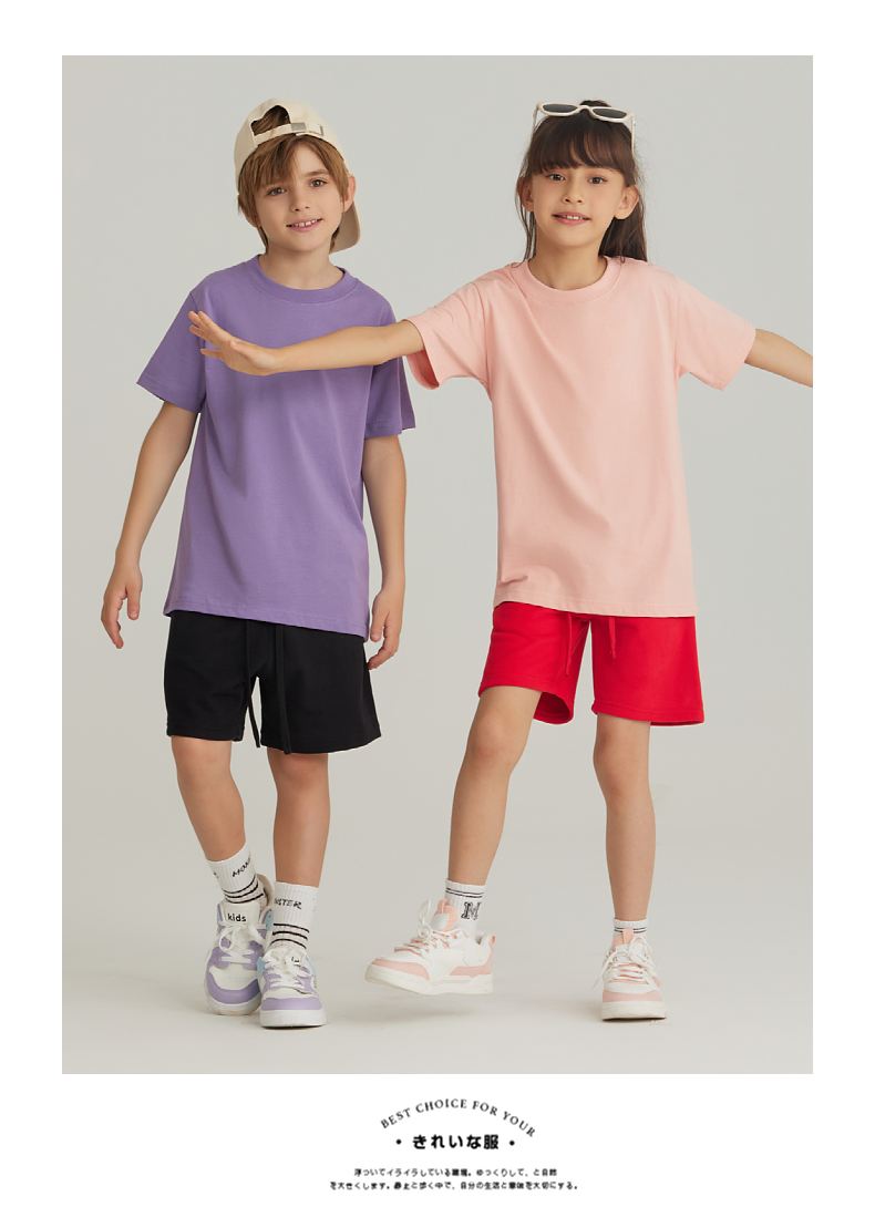 BT100   Children's Refreshing Pure Cotton Short Sleeved T-shirt With Short Sleeved Round Neck