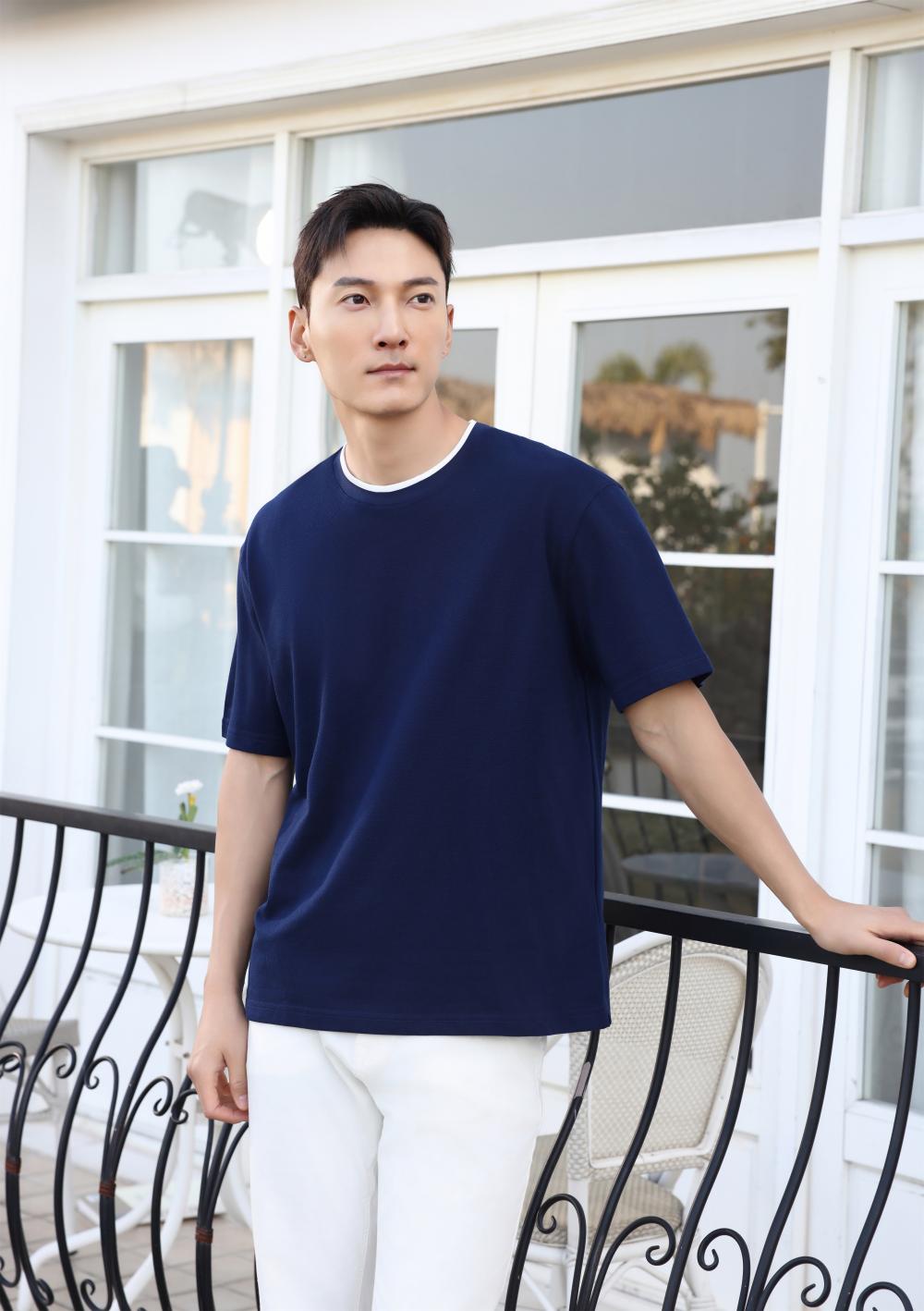 247 (Looking At Dongting Lake) Large Mesh Wide Version Round Neck T-shirt Short Sleeve Round Neck