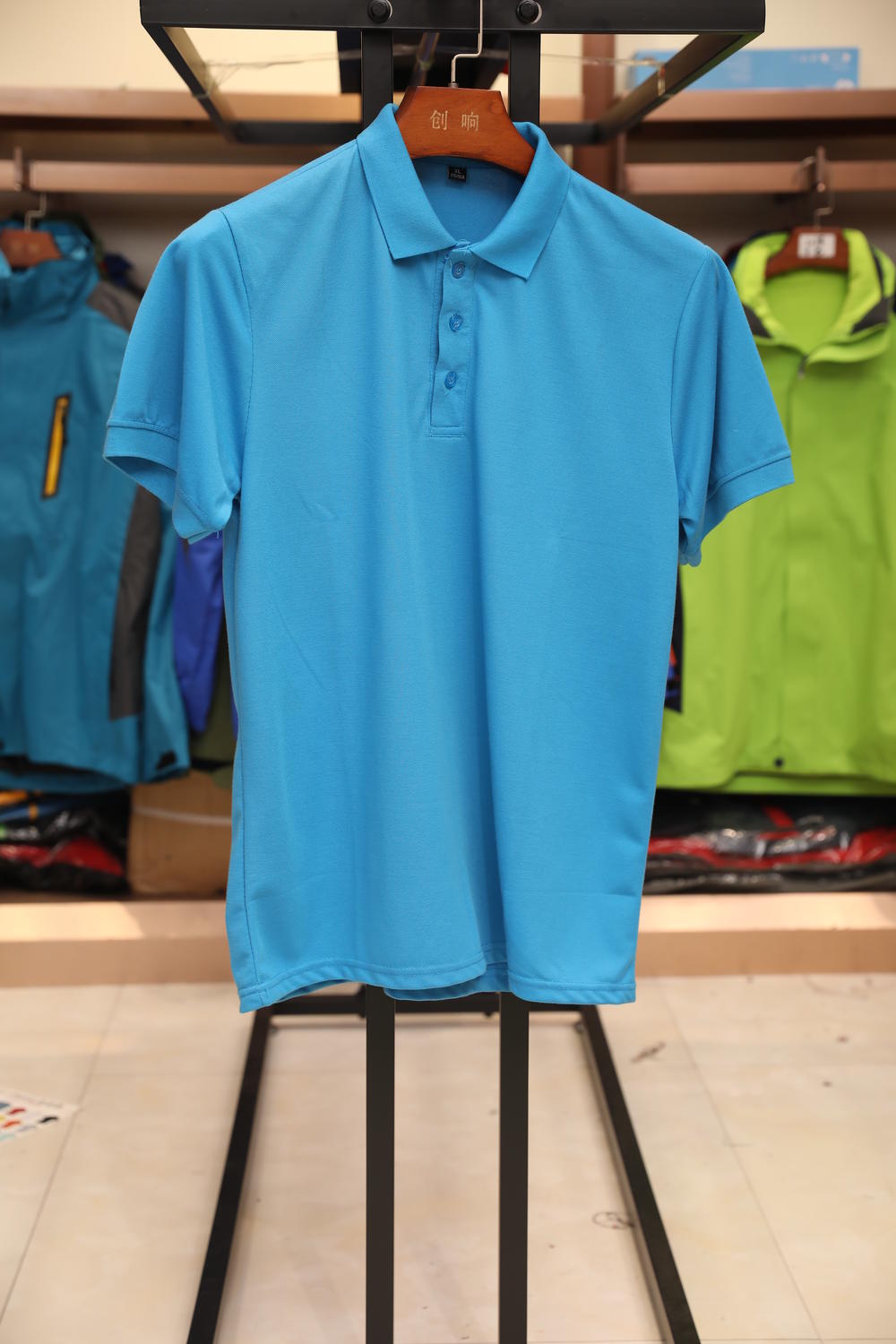 181TBB Solid Color Bead Polo Short Sleeved Lapel