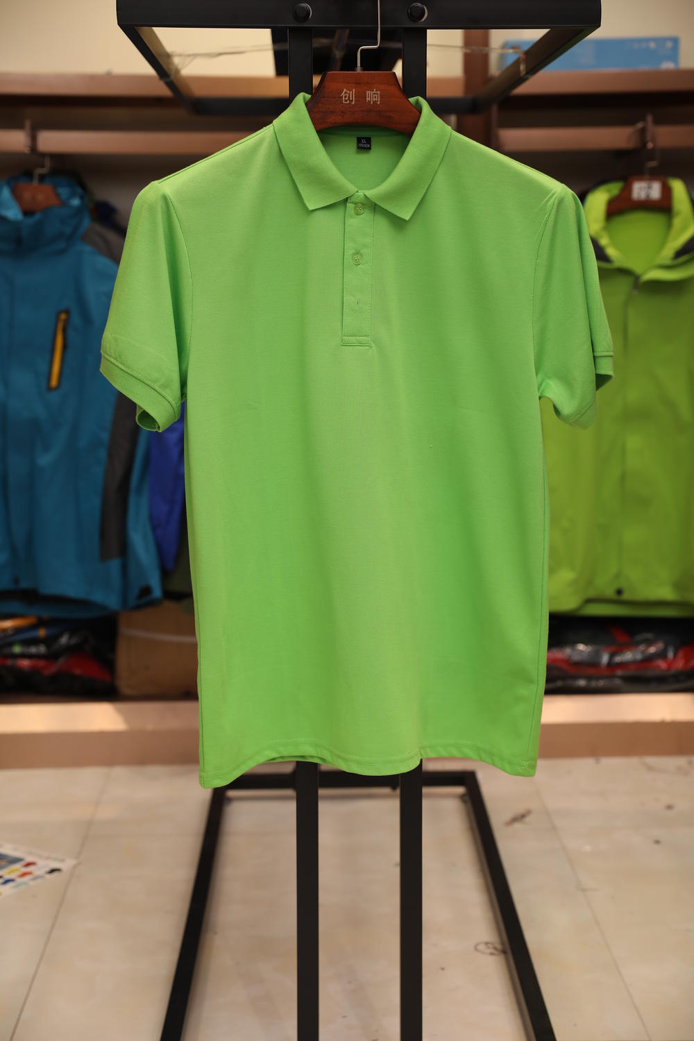 181TBB Solid Color Bead Polo Short Sleeved Lapel