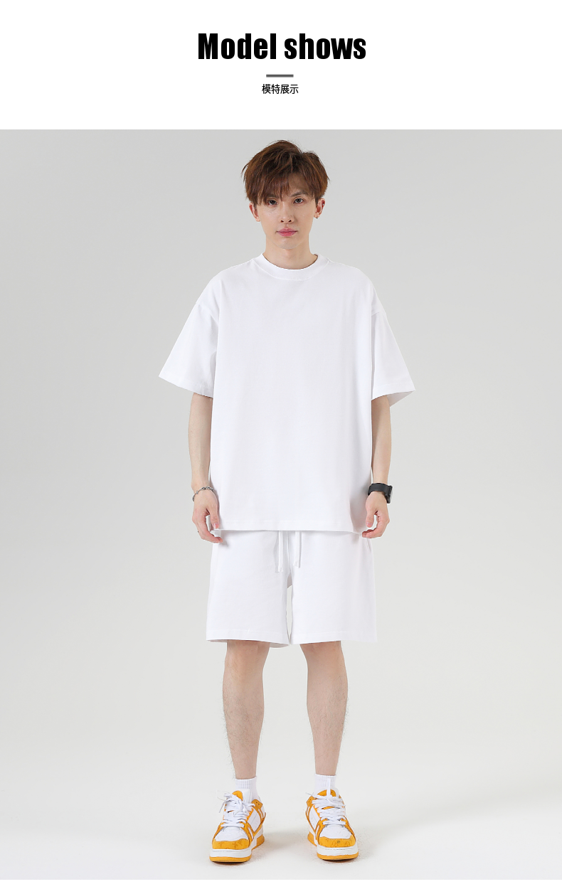 A5033-300g Brushed Heavy-duty Loose Fit Short Sleeved T-shirt With Short Sleeved Round Neck