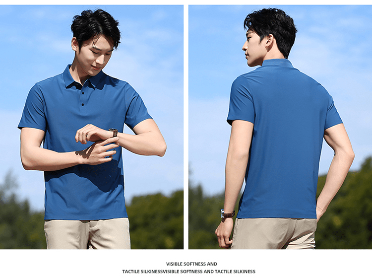 Seamless G1 # Ice Silk Seamless Polo Shirt Short Sleeved Round Neck