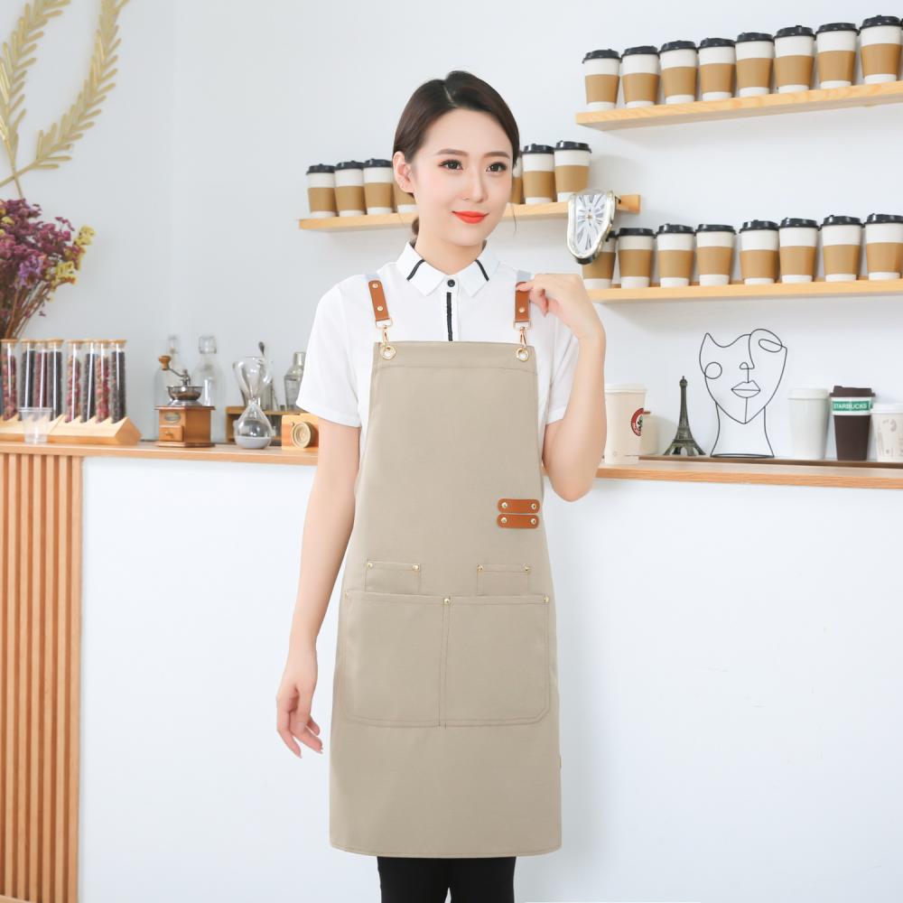 CX009 Internet Famous Canvas Double Pocket Apron H-shaped Cross Shoulder Strap